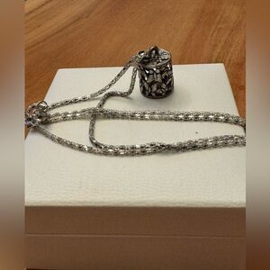 Silver Necklace with Cylinder Butterfly Pendant - 20”chain, like new conditions